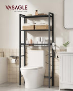VASAGLE 3-Tier Over the Toilet Storage, Adjustable Shelves, Basket, 63''H - Image 3