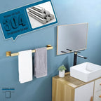KOKOSIRI 24-Inch Single Towel Bar, Bathroom Kitchen Towel Holder, Wall Mounted SUS304 Stainless Steel Towel Rack, Brushed Gold, B4003BG-L24 - Image 6
