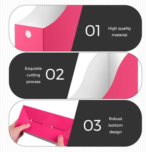 Jutom 48 Sets Cardboard Magazine Holders with Labels for School,Pink - Image 5
