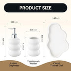 3-Piece White Ceramic Bathroom Accessories Set with Tray, Lotion Dispenser, and Tumbler for a Luxurious Bath Experience - Image 2