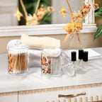 Fustylead 4 Pack Watercolor Autumn Squirrel and Acorns Plastic Apothecary Jar Set for Cotton Swab, Ball, Pad, Floss, Qtip Holder Dispensers for Bathroom Storage Organizer - Image 6