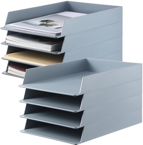 Wenqik Gray Letter Trays Stackable, 8 Pcs Plastic Desk Organizer by Wenqik
