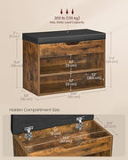 VASAGLE Storage Bench with Cushion, Shoe Bench, 11.8 x 23.6 x 17.3 Inches - Image 3