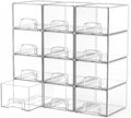 12 Pack Clear Stackable Storage Drawers Bathroom Makeup Organizer Bins by Unknown