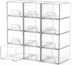12 Pack Clear Stackable Storage Drawers Bathroom Makeup Organizer Bins by Unknown