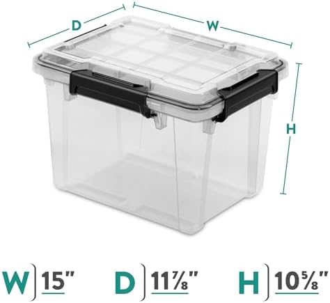 3-Pack 19 Quart Gasket Box, Waterproof Clear Plastic Storage Bins - Image 2