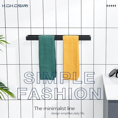 KOKOSIRI Towel Holder Matte Black Bath Towel Bars 24-Inch Kitchen Rack Stainless Steel for Bathroom Hardware Wall Mounted, 2 Pack B4008BK-L24-P2 - Image 6