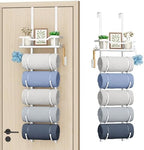 SWTYMIKI Over the Door Towel Rack - 6 Tier Towel Racks for Bathroom Wall Mounted, Towel Holder with Shelf, Hanging Rolled Towel Storage Organizer for Small Bathroom, Camper, RV, White by SwtyMiki-TidyHomeSweetLife