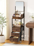 SWTYMIKI Makeup Organizer Cart with Mirror - Makeup Storage Vanity Dresser with Non-Woven Drawers, 360° Rotating HD Mirror, Rolling Organizer Cart for Skin Care Perfume Nail Polish Hair Tool Espresso by SwtyMiki-TidyHomeSweetLife