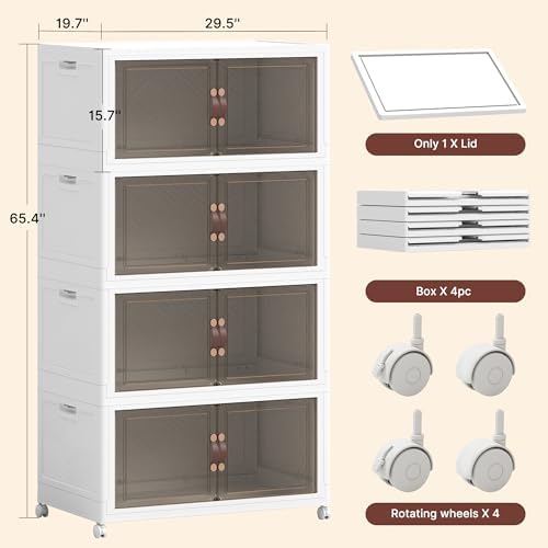 1136QT Extra Large Stackable Storage Bins with Lids & Wheels & Door, - Image 2