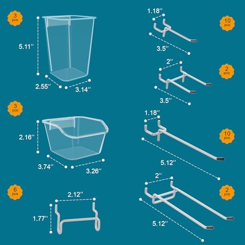 Peg Board Accessories Kit,Pegboard Hooks Assortment with Bins,Cups,Wire Baskets,Paper Towel Holder Can be Used for Pegboard Garage Workbench Craft Room Organizing Tools (Transparent Cup+Box) - Image 2