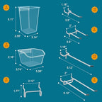 Peg Board Accessories Kit,Pegboard Hooks Assortment with Bins,Cups,Wire Baskets,Paper Towel Holder Can be Used for Pegboard Garage Workbench Craft Room Organizing Tools (Transparent Cup+Box) - Image 2