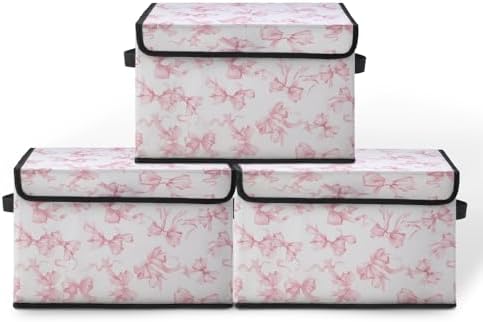 Stackable Storage Bins with Lids,Closet Organizers Fabric Box for Home and Office,Blanket Clothes Organizers,Under Bed Storage Containers 3 Pack by BestSellers
