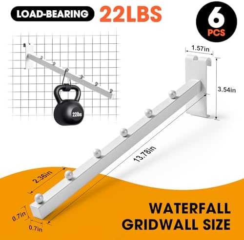 6Pack 14" Gridwall Waterfall Hooks 6 Balls,Gridwall Accessories - Image 2