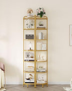 Hzuaneri Corner Shelf Stand, 7-Tier Glass Bookshelf Bookcase, Plant Stand - Image 7