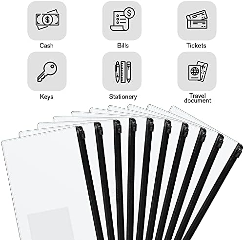 Marspark 100 Pcs 100 Pcs Zip Envelope Poly Clear Pencil Pouch, Black - Image 3
