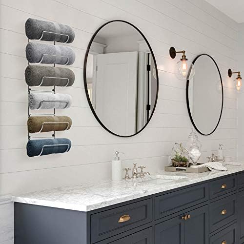 Sorbus Towel Rack, 6-Compartment Wall-Mount, Wall-Mounted (Silver) - Image 5