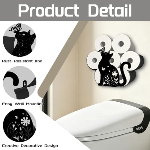 Cat Toilet Paper Holder Wall Mount/Stand for Extra 8 Rolls - Image 3