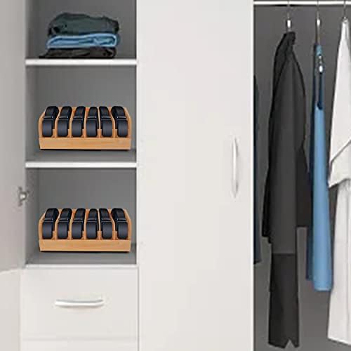 GTI Belt Organizer, 2pcs 6 Compartments Belt Organizer for Closet and Drawer, Bamboo Display Case for Tie and Belt, Belt holder Storage Organizer for Men Women (Black) - Image 5