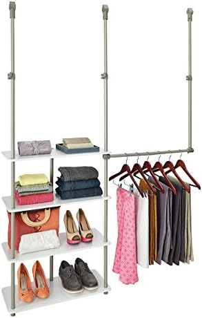 ClosetMaid® Maximizer™ Closet Accessory, Add Adjustable Storage Space, 4 Shelves, Double Hang Rod, Tool Free, Add On Unit, White - Image 2