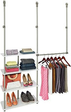 ClosetMaid® Maximizer™ Closet Accessory, Add Adjustable Storage Space, 4 Shelves, Double Hang Rod, Tool Free, Add On Unit, White - Image 2