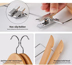 HOUÍSM Wooden Hangers with Clips 16 Pack, Suit & Pants Hangers, Natural - Image 3