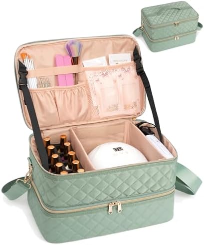 Nail Polish Organizer Bag Holds 50+ Bottles (15ml/0.5 fl.oz) &Nail Lamp by Ethereal