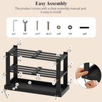 BAMBUROBA Bamboo Shoe Bench, 3-Tier Entryway Storage Rack,Black - Image 7
