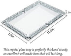 Mirror Perfume Tray for Dresser,Silver Crushed Diamond Filled - Image 2