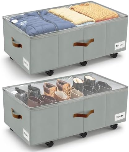 Under Bed Storage with Wheels, Dorm Room Organizer for Clothes Shoes Toys by VatFottUS