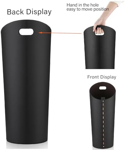 Black Umbrella Holer for Entryway with Drip Tray and 2 Steel Hooks Leahter Tall 22.44 Inches Umbrella Stand Rack Indoor Can Store 10 Golf Umbrellas or Crutches Toy Swords etc - Image 7