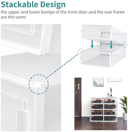 8-Piece Boot and Shoe Storage Box, Stackable Clear Plastic Shoe Box, Space-Saving Shoe Organizer for Boots, Sneakers, and High Heels, Clear - Image 4