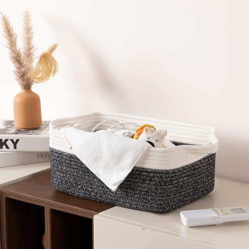 OIAHOMY 3-Pack Storage Baskets for Organizing Woven Small Basket Black - Image 6