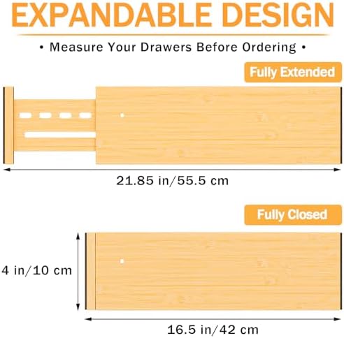 Bamboo Drawer Dividers, 4" High Drawer Organizers for Clothes/Utensils - Image 5