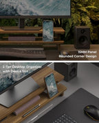 23” Monitor Stand with Phone Tablet Holder Bamboo Desk Shelf - Image 3