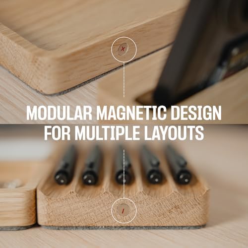 COREMINDED Modular Office Desk Organizer Tray Set - Solid Wood Desk Tray with Felt Lining - Desktop Organizer Wood Desk Accessories - Set B - Image 5
