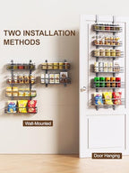 Delamu Over the Door Pantry Organizer, 6 Tier Pantry Door Organizer with Adjustable Basket, Door Spice Rack Seasoning Organizer, Metal Hanging Pantry Organizers and Storage for Kitchen,15.3" Black - Image 4