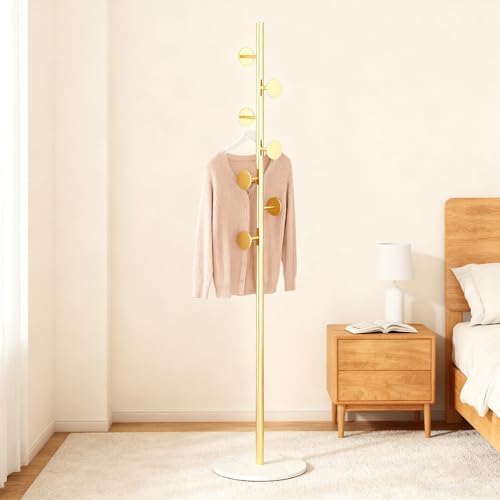 Coat Rack Freestanding Gold Clothes Rack For Clothing Hats Bags Ties Purses - Image 6