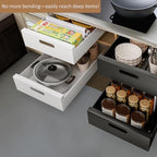 HBL' 1 Pack | 21" Deep Pull Out Cabinet Organizer Adhesive, 10-Inch Wide Sturdy Carbon Steel Roll-Out Drawers, Designed for Frameless Cabinets, Slide-Out Shelves for Pantry. - Image 6