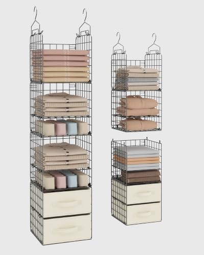 4 Tier Metal Hanging Closet Organizer with 2 Fabric Drawers by Stelhold