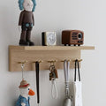 Marine Plywood Wall Mounted Coat Rack with Shelf & Key Hooks, 5 Brass Hooks Entryway Organizer, Modern Floating Shelf for Bedroom Hallway, Space-Saving Home Storage Rack (1, Oak Finish) by CreatedOn2005