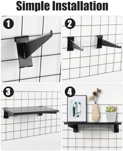 6 Pack 16"x 8" Wooden Gridwall Shelves with Metal Brackets - Image 5