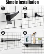 6 Pack 16"x 8" Wooden Gridwall Shelves with Metal Brackets - Image 5
