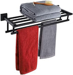 KOKOSIRI Bath Towel Rack with Double Towel Bars Bathroom Towel Shelf 20 Inch Towel Holder Wall Mounted Stainless Steel, Matte Black, B6005BK-L20 by KOKOSIRI