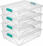 novelinks 10 Quart Clear Plastic Storage Containers with Lids (4 Pack) by novelinks