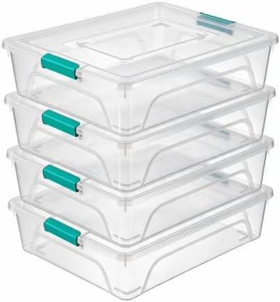 novelinks 10 Quart Clear Plastic Storage Containers with Lids (4 Pack) by novelinks