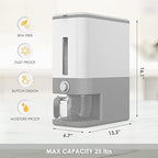 Proarea Rice Dispenser 25 Lbs, Airtight Grain Rice Storage Container with Measuring Cup, One-Touch Dry Food Dispenser for Kitchen Pantry, Clear Scale Window, Graphite Gray - Image 5