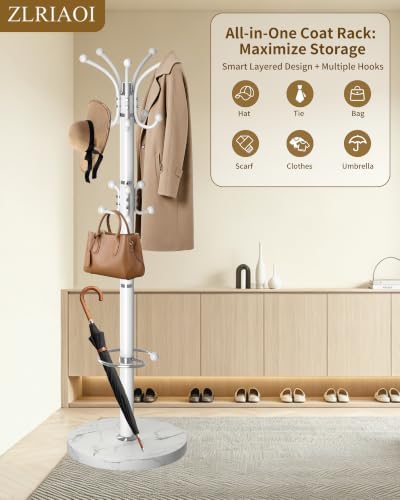 Metal Coat Rack, Modern Coat Rack Stand, 360°Rotary Coat Tree Stand - Image 6