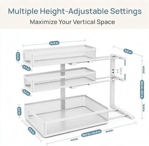 3-Tier Under Sink Organizer, Pull-Out Drawers, 2-Pack White - Image 5