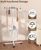 43-49 Inch Adjustable Shopping Bag Rack with Wheel, Heavy Duty Metal T-shaped Grocery Bag Holder for Retail Stores, Large Bag Display Stand for Malls,Vendor,Boutique,Trade Show, 4 Arms,White - Image 6